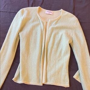 vintage Chanel Light Green Long Sleeve cashmere sweater set